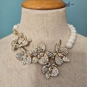Stunning Crystal Orchid Statement Necklace